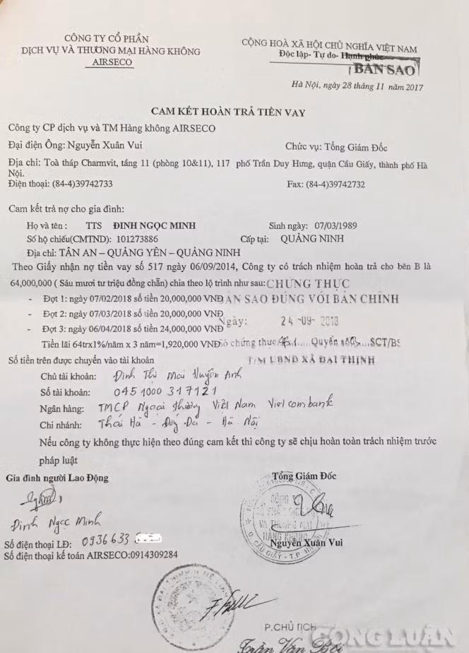Hàng loạt cam kết hoàn trả tiền vay được ông Vui hứa cho vui, người lao động vẫn không nhận được bất kỳ một đồng nào từ công ty.