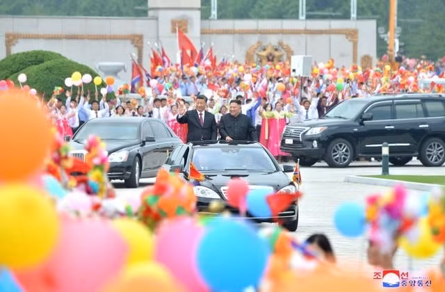 Chủ tịch Trung Quốc Tập Cận Bình và nhà lãnh đạo Triều Tiên Kim Jong-un. Ảnh: KCNA