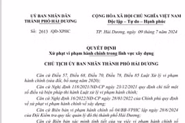 Vi phạm về xây dựng, 1 công ty tại Hải Dương bị xử phạt 300 triệu đồng