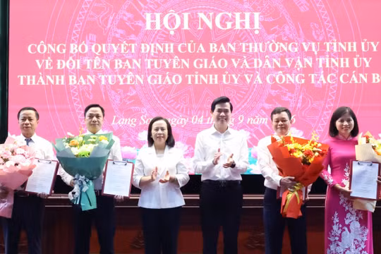 Lạng Sơn: Chính thức đổi tên Ban Tuyên giáo và Dân vận Tỉnh ủy thành Ban Tuyên giáo Tỉnh ủy