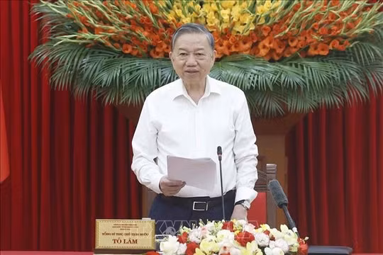 Tổng Bí thư, Chủ tịch nước Tô Lâm, Trưởng Ban Chỉ đạo phát biểu. Ảnh: Thống Nhất /TTXVN