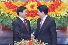 Chủ tịch nước Lương Cường hội đàm với Tổng Bí thư, Chủ tịch nước Lào