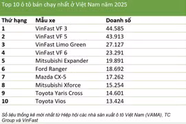Top 10 ô tô bán chạy nhất Việt Nam 2025: Xe điện VinFast thống trị thị trường