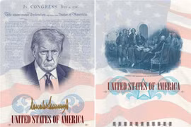 Mỹ sắp phát hành hộ chiếu đặc biệt in hình Tổng thống Trump