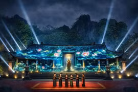 Lần đầu công nghệ 3D Mapping ‘kể chuyện’ lễ hội chùa Thầy