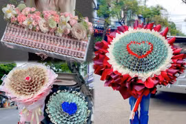 ‘Hoa tiền’ mệnh giá 500.000 đồng: Xu hướng quà Valentine xa xỉ lên ngôi