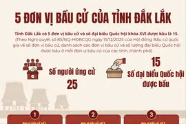 5 đơn vị bầu cử của tỉnh Đắk Lắk