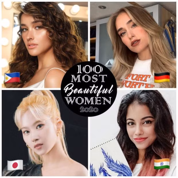 9. Liza Soberano (Phillippines), 10. Sina Deinert (Đức), 11. Sana Minatozaki (Nhật Bản), 12. Priyanka Mazumdar (Ấn Độ).