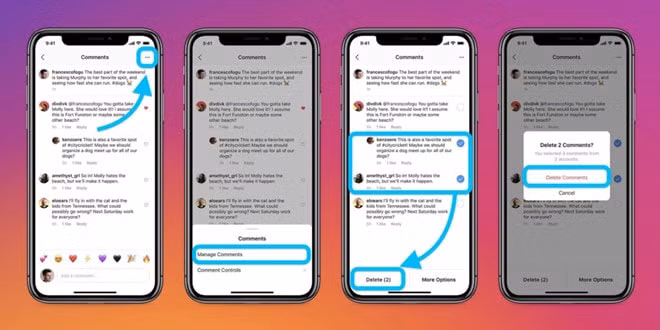 Các bước xóa bình luận hàng loạt cho Instagram.