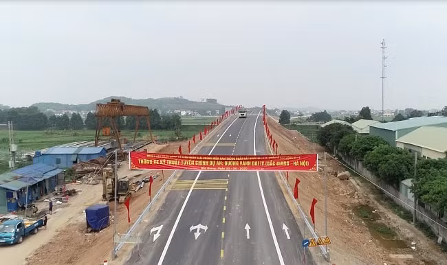 Đường vành đai 4 kết nối Huyện Hiệp Hòa - Tỉnh Bắc Giang và huyện Yên Phong -Tỉnh Bắc Ninh. Ảnh: TL