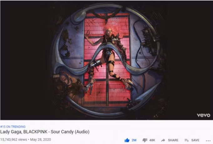 "Sour Candy" đã cán mốc gần 16 triệu lượt xem và hơn 2 triệu likes sau 15 tiếng.