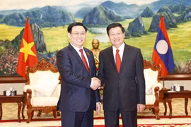 Chủ tịch Quốc hội Vương Đình Huệ chào xã giao Tổng Bí thư, Chủ tịch nước Lào Thongloun Sisoulith