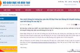 Làm rõ thông tin học lớp 9 có học lực không tốt phải chuyển trường, cam kết không thi vào lớp 10