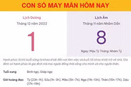 Con số may mắn hôm nay 1/12/2022 thứ 5, ngày 8/11 âm lịch