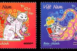 Hình ảnh mèo ngộ nghĩnh trên tem bưu chính Tết Quý Mão 2023