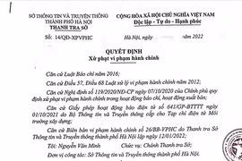 Thanh tra Sở Thông tin và Truyền thông Hà Nội xử phạt một tạp chí 100 triệu đồng