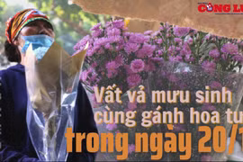 Vất vả mưu sinh cùng gánh hoa tươi trong ngày 20/10