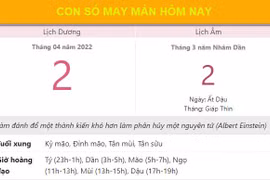 Con số may mắn hôm nay 2/4/2022 thứ 7, ngày 2/3 âm lịch