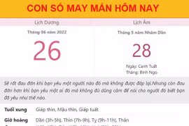 Con số may mắn hôm nay 26/6/2022 Chủ nhật, ngày 28/5 âm lịch