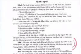 Trường ĐH Y Dược Thái Bình: Nhà thầu “quen mặt” và những gói thầu siêu tiết kiệm!