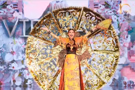 Đoàn Thiên Ân lọt tốp 4 bình chọn trang phục dân tộc đẹp nhất Miss Grand International 2022