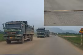 Thanh Hoá: Đường Nghi Sơn – Sao Vàng lún sụt tiềm ẩn nguy cơ mất an toàn giao thông
