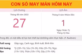 Con số may mắn hôm nay 27/8/2022 thứ 7, ngày 1/8 âm lịch