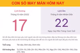 Con số may mắn hôm nay 17/10/2022 thứ 2, ngày 22/9 âm lịch