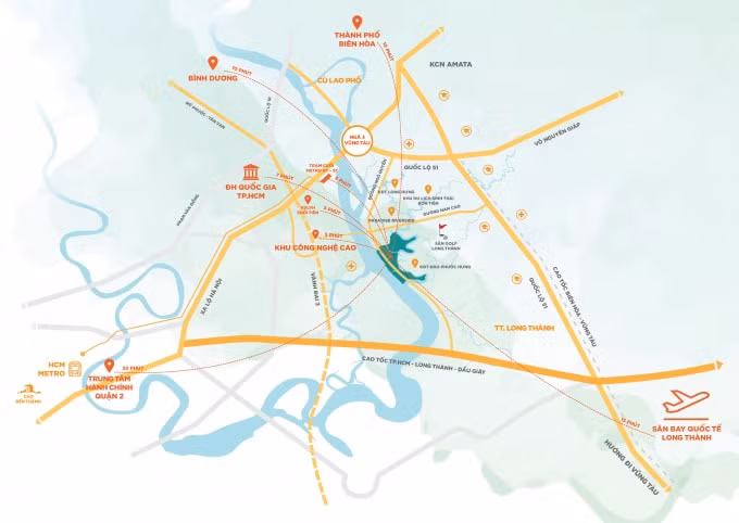 Từ Aqua City dễ dàng kết nối về TP. HCM và các khu vực lân cận nhờ qui hoạch hạ tầng hoàn chỉnh