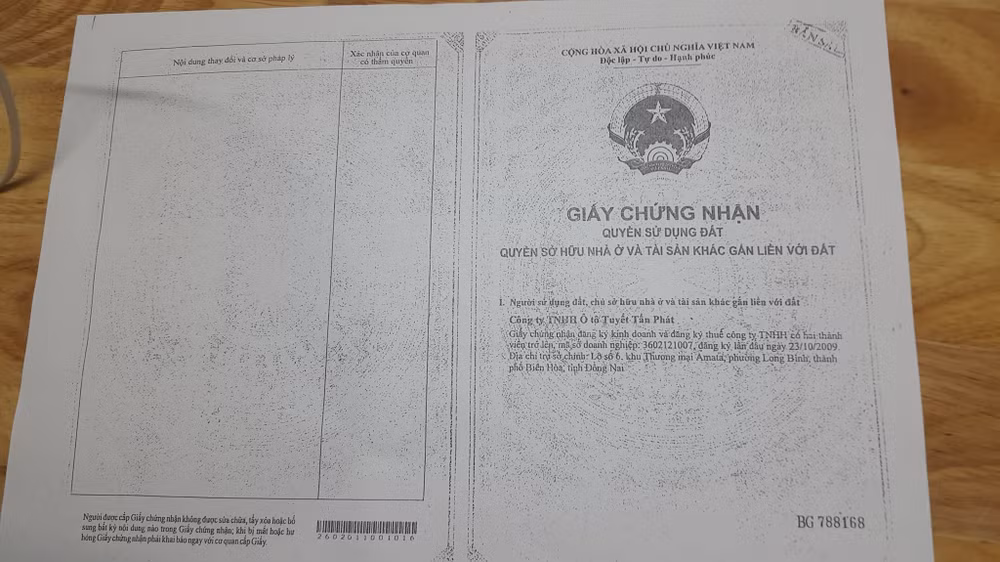 Ngày 12/10/2011, Công ty Tấn Đạt Phát đã được cấp GCN QSDĐ cho 8.420m2 đất thuê lại của Amata Biên Hòa, thời hạn sử dụng đến ngày 21/7/2057.