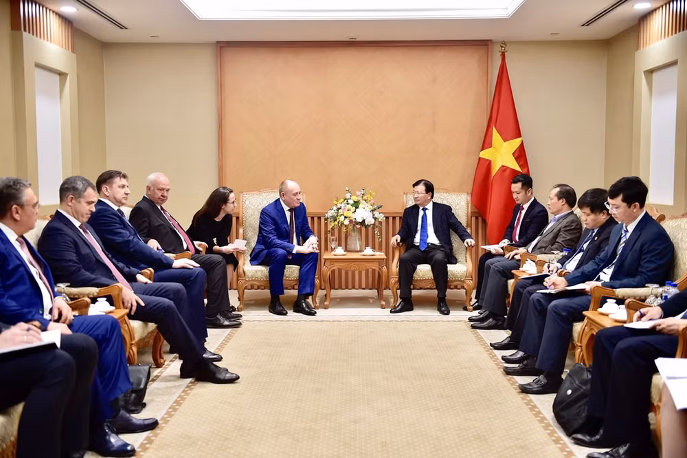 Phó Thủ tướng Trịnh Đình Dũng tiếp Phó Chủ tịch Tập đoàn Dầu khí Gazprom. Ảnh: VGP