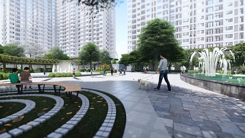&nbsp;Cảnh quan sân sân vườn tòa NO2, NO3 dự án EcoHome 3