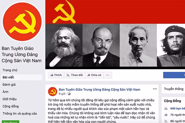 Trang Facebook mạo danh Ban Tuyên giáo TƯ