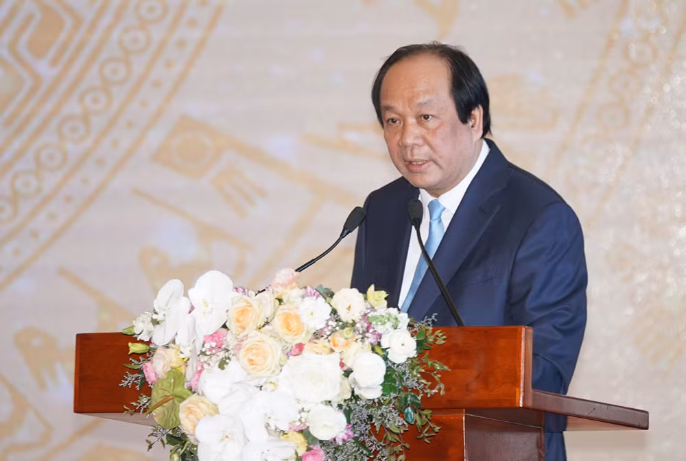Bộ trưởng, Chủ nhiệm Văn phòng Chính phủ phát biểu tại Lễ khai trương Trục liên thông văn bản quốc gia. Ảnh VGP