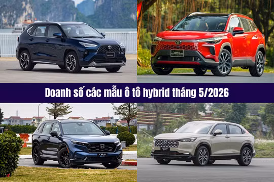 Bảng xếp hạng doanh số các mẫu ô tô hybrid tháng 5/2026