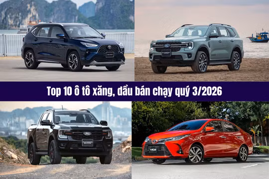 Top 10 ô tô động cơ xăng, dầu bán chạy nhất quý 3/2026