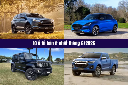 10 ô tô bán ít nhất tháng 6/2026: Isuzu và Suzuki chưa thoát cảnh ‘ế’ bền vững