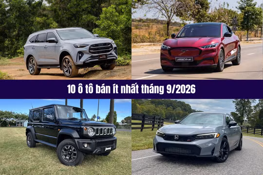 10 ô tô bán ít nhất tháng 9/2026: Gọi tên những mẫu xe quen thuộc