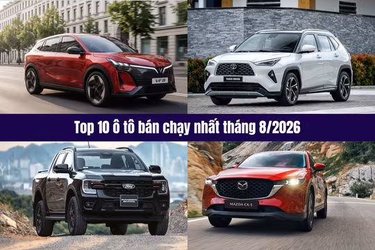 Top 10 ô tô bán chạy tháng 8/2026: VinFast VF 8 'tái xuất'