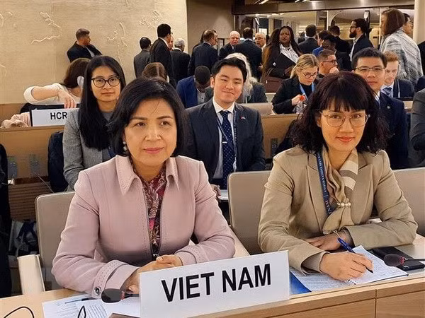Đoàn Việt Nam do Đại sứ Lê Thị Tuyết Mai làm Trưởng đoàn tham dự khóa họp lần thứ 43 Hội đồng Nhân quyền LHQ. Ảnh: TTXVN