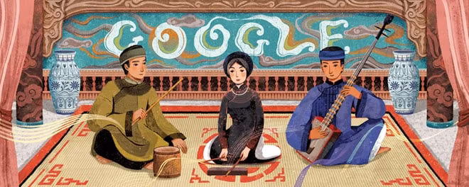 Google tôn vinh Ca trù nhân ngày giỗ tổ nghiệp. Ảnh: Google.
