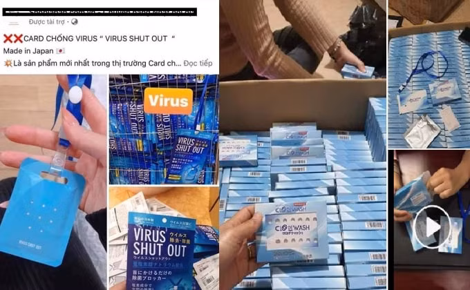 Sản phẩm thẻ đeo được quảng cáo có tác dụng phòng chống virus Corona được chào bán công khai với các mức giá khác nhau trên mạng xã hội Facebook