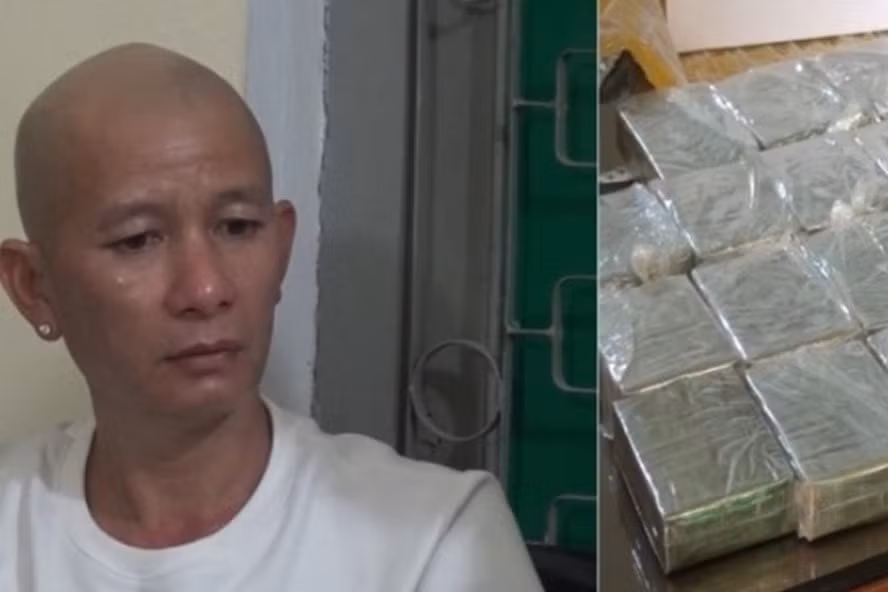 Đối tượng Hà Quang Hiệp và tang vật vụ án. Ảnh: laodong.vn