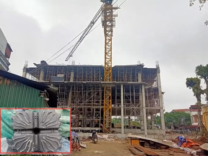 Sản phẩm hộp nhựa không dầm tạo rỗng mái do ông Cường sản xuất được sử dụng tại Dự án Xây dựng tổ hợp và Thương mại Minh Dũng (Thái Nguyên)