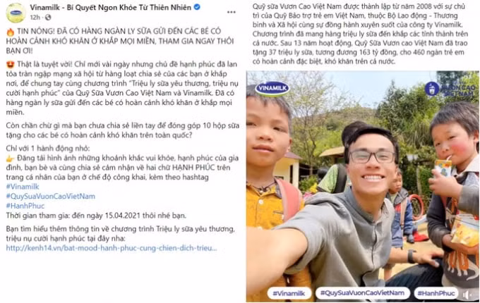 Chiến dịch vẫn tiếp tục đến ngày 15-4, với mỗi chia sẻ được đăng tải, bạn sẽ cùng Vinamilk gửi 10 hộp sữa đến các em nhỏ kém may mắn