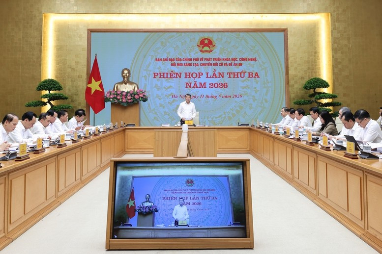 Thủ tướng Chính phủ Lê Minh Hưng, Trưởng Ban Chỉ đạo của Chính phủ về phát triển khoa học công nghệ, đổi mới sáng tạo, chuyển đổi số và Đề án 06, chủ trì Phiên họp lần thứ ba năm 2026 của Ban Chỉ đạo. Ảnh: VGP img5125-1778500943695281707227.jpg