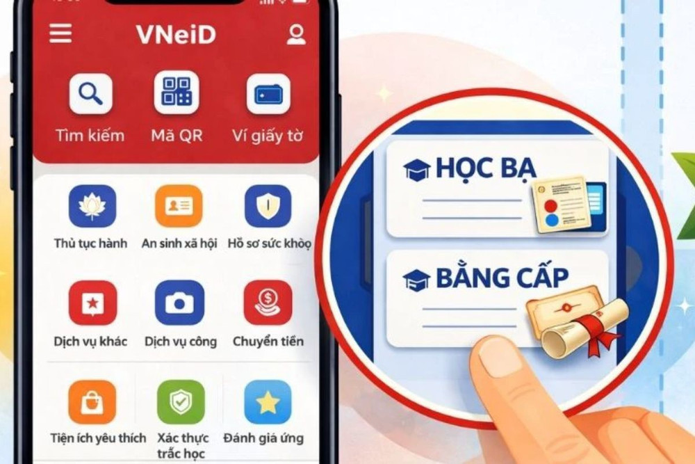 Làm sạch và gắn số định danh cho 12 triệu dữ liệu văn bằng, chứng chỉ trên VNeID trước 30/10. Ảnh minh họa - AI xem-hoc-ba-va-bang-cap-tren-vneid.jpg