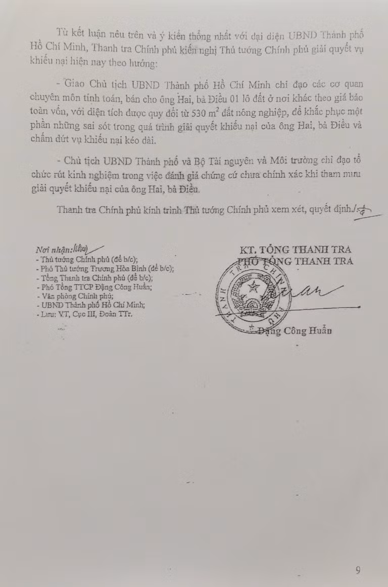 Báo cáo số 653/BC-TTCP ngày 07/5/2018 của Thanh tra Chính phủ