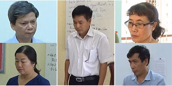 Các đối tượng đã bị bắt giữ vì liên quan đến gian lận điểm thi tại Sơn La năm 2018.
