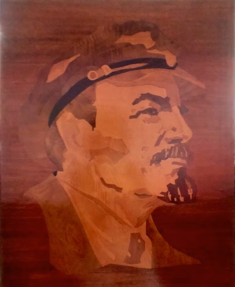 “Chân dung Lê-nin”. (Chất liệu Gỗ ép).
